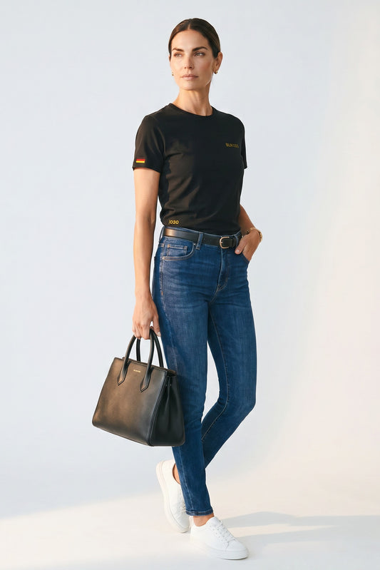 Women Slim Regular Fit Tricou BLN|030 Bumbac Organic